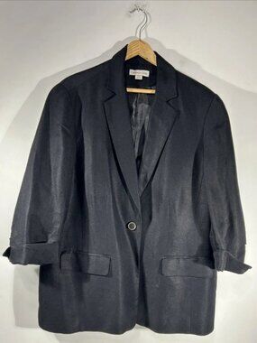 COLDWATER CREEK plus linen blend now and forever blazer in black (sz20-22)